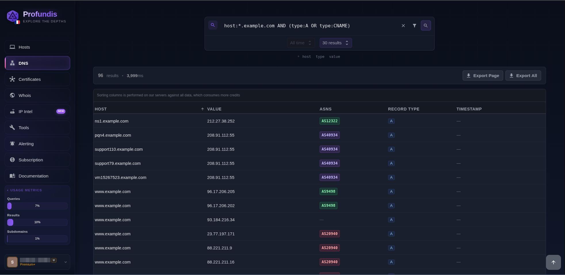 DNS search on profundis.io
